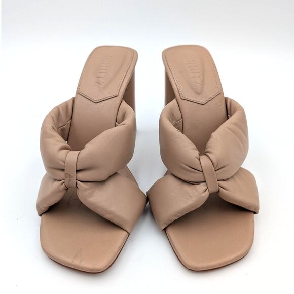 Schutz Fairy Block High Heel Sandal Women's Leather True Beige Size US6B EU37 - Picture 2 of 14